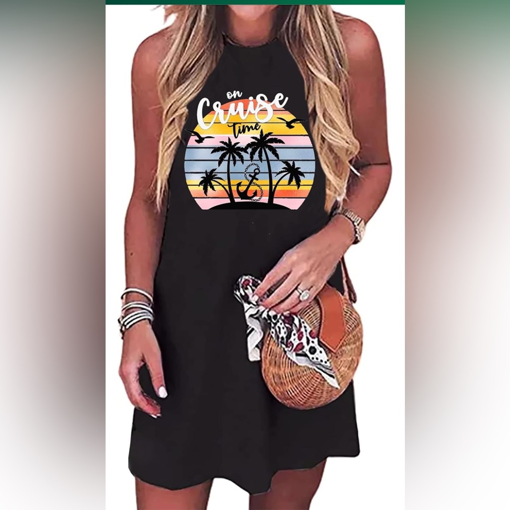 New On Cruise Time Vacation Dress Size Large
